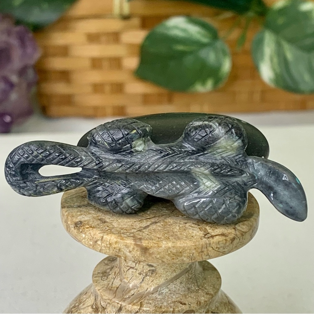 Authentic Zuni Picasso Marble Lizard Fetish Carving Nelson Yatsattie 2.5" Signed - Picture 16 of 16